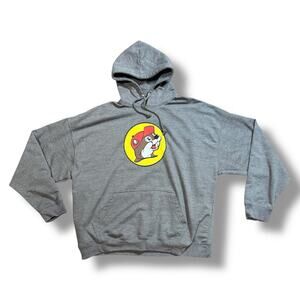 Buc-ee's Logo Graphic Pullover Mens Gray Pocket Hoodie Size - 2XL